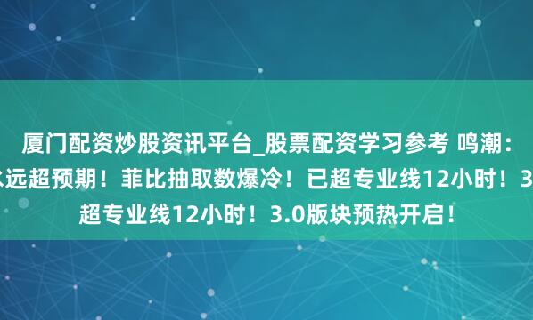 厦门配资炒股资讯平台_股票配资学习参考 鸣潮：2.8千咲首日活水远超预期！菲比抽取数爆冷！已超专业线12小时！3.0版块预热开启！