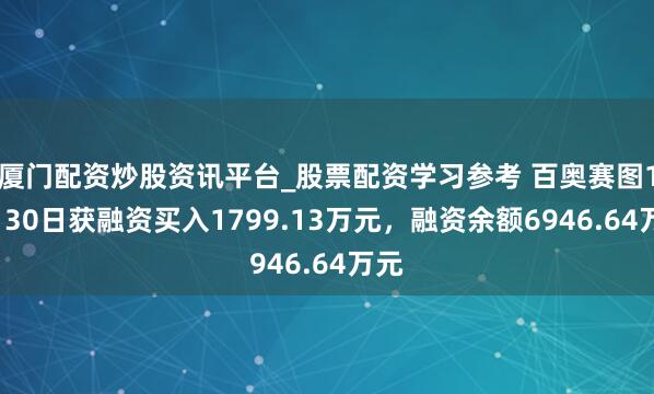 厦门配资炒股资讯平台_股票配资学习参考 百奥赛图12月30日获融资买入1799.13万元，融资余额6946.64万元