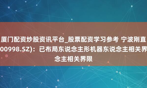 厦门配资炒股资讯平台_股票配资学习参考 宁波刚直(300998.SZ)：已布局东说念主形机器东说念主相关界限