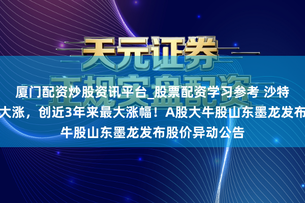 厦门配资炒股资讯平台_股票配资学习参考 沙特阿好意思开盘大涨，创近3年来最大涨幅！A股大牛股山东墨龙发布股价异动公告