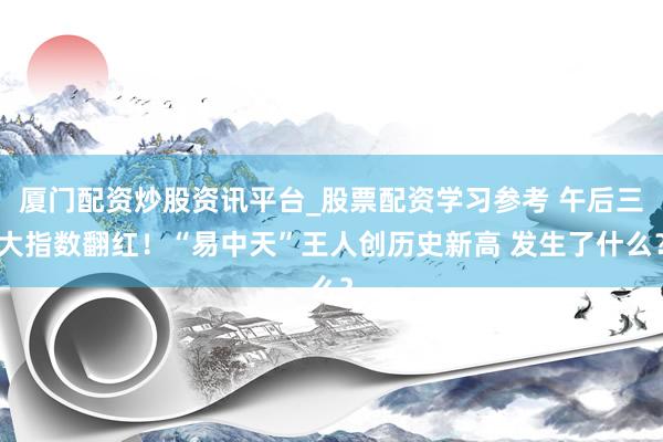 厦门配资炒股资讯平台_股票配资学习参考 午后三大指数翻红！“易中天”王人创历史新高 发生了什么？