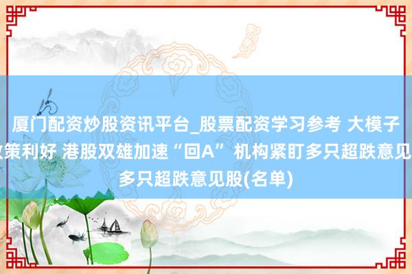 厦门配资炒股资讯平台_股票配资学习参考 大模子企业迎政策利好 港股双雄加速“回A” 机构紧盯多只超跌意见股(名单)